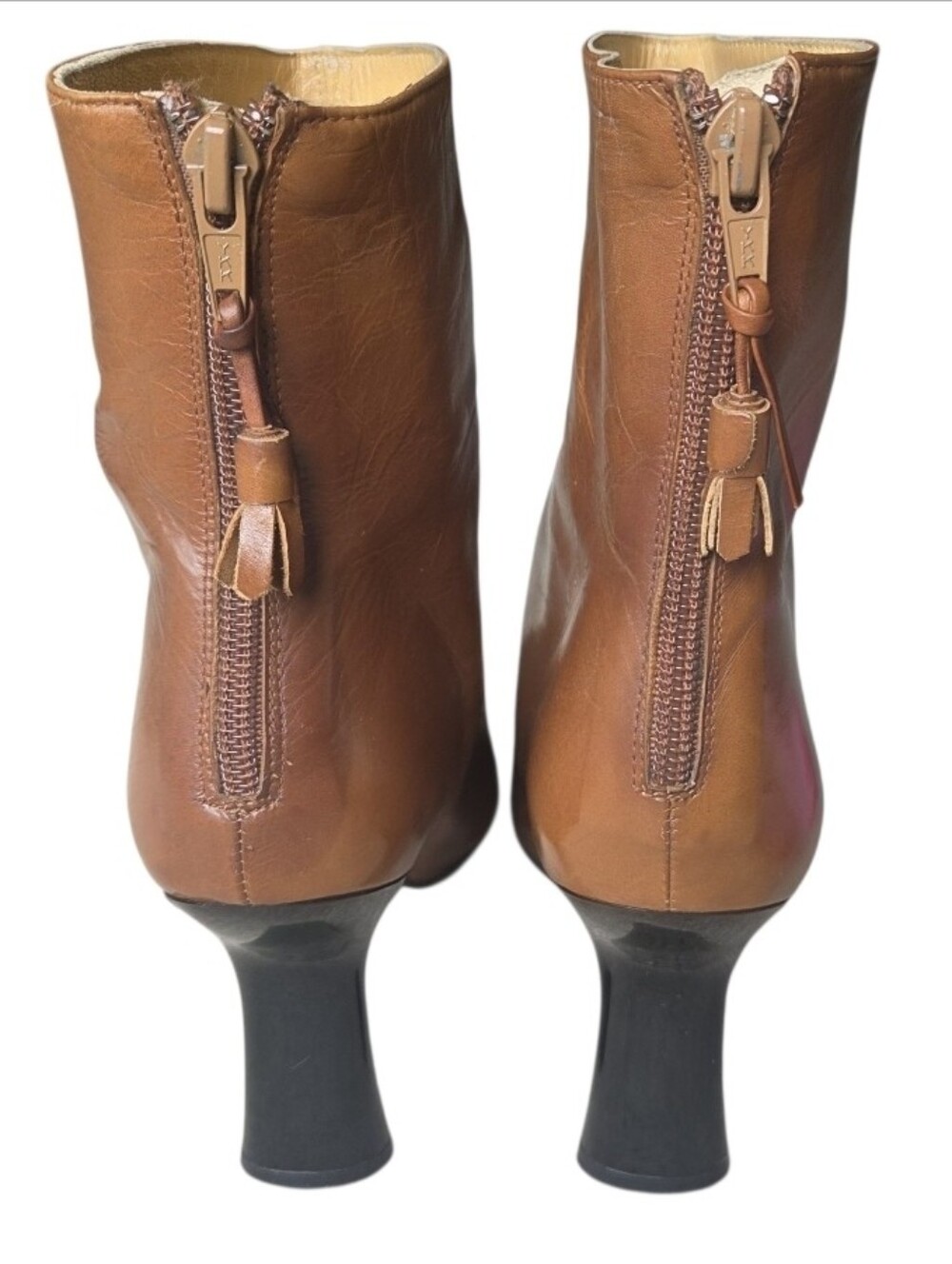 Vintage Y2K Mezlan Brown Leather Healed Square Toe Boots Made In Spain Size 7 - Picture 5 of 16